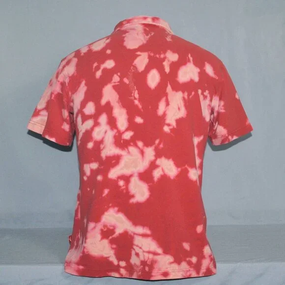 Vintage Levi's Shirt Size Large Red Tie Dye Short Sleeve Polo w/ Pocket - Picture 2 of 9